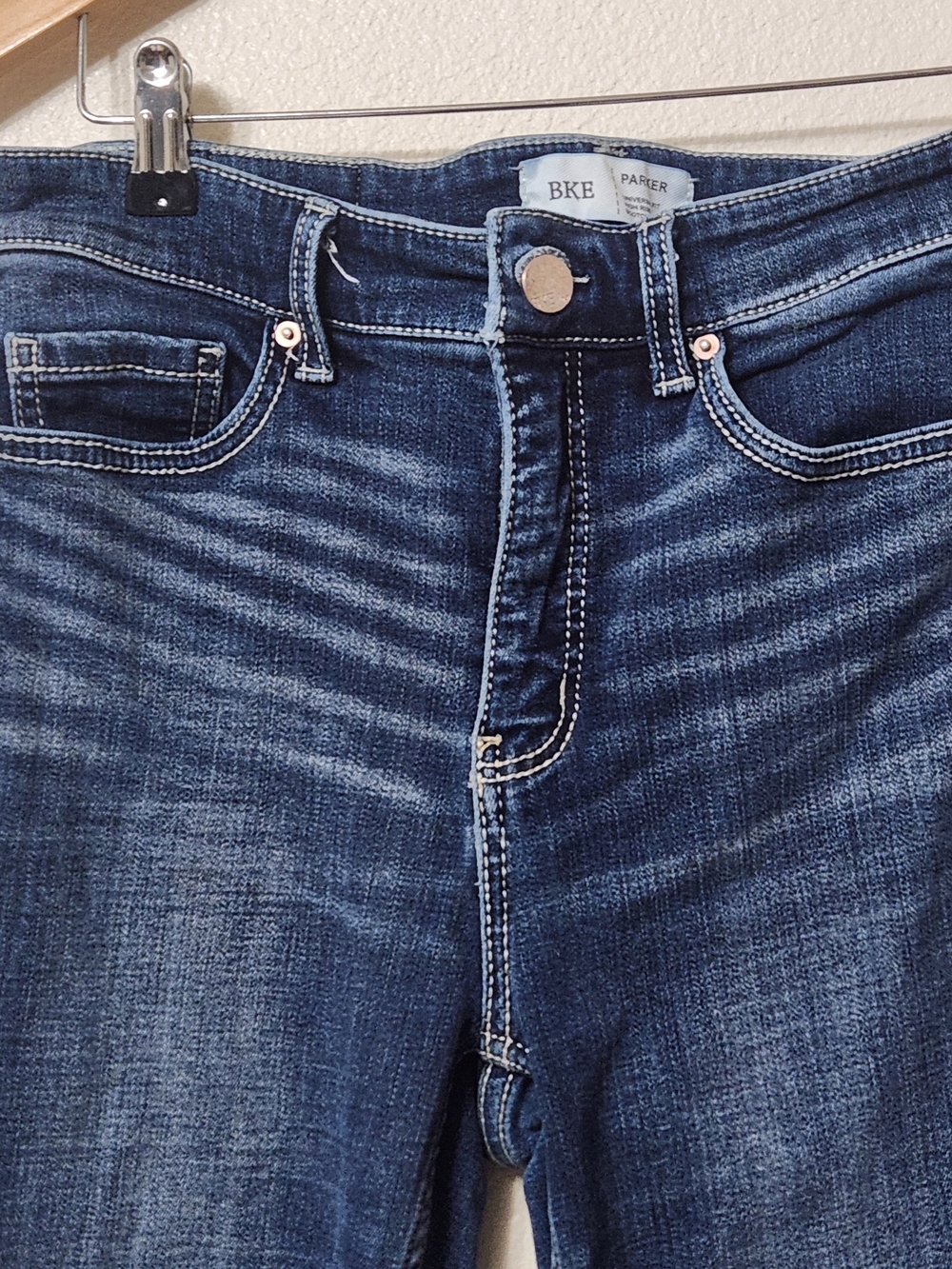 BKE Parker Jeans 27x35.5 (Fits 27x34) Bootcut Dark Wash High Rise Stretch - Picture 4 of 16